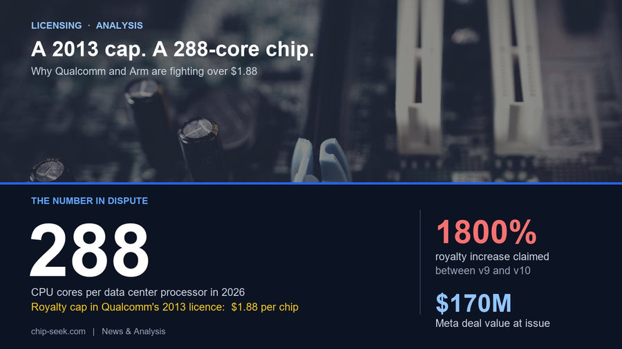 Qualcomm v. Arm: 288 คอร์ และเพดาน $1.88