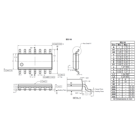 74LVC04AS14-13 official Diodes SO-14 package image