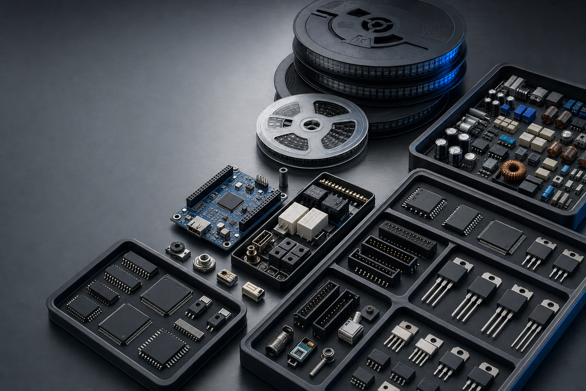 Electronic components organized by family for technical sourcing