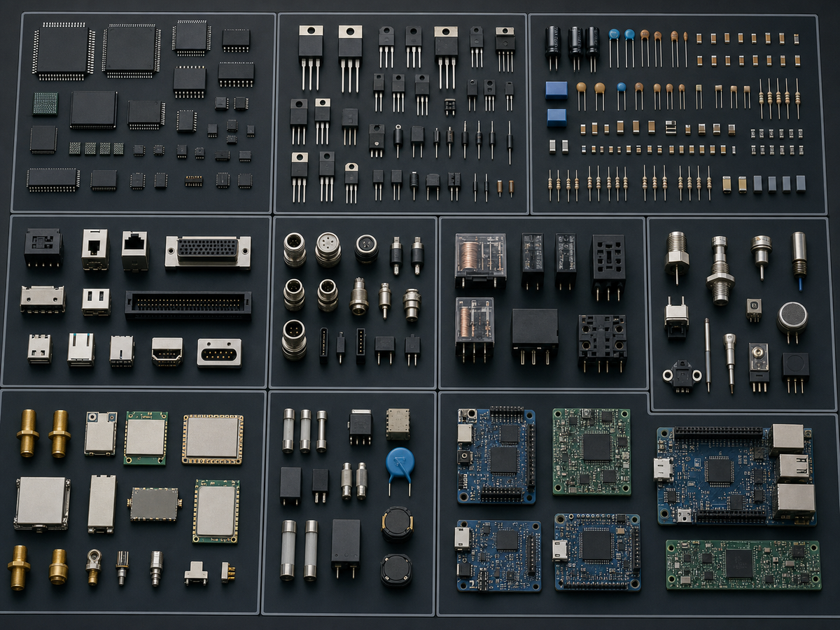 Electronic component families arranged for catalog review