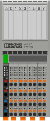 Phoenix Contact AXL F AI8 XC 1F front view and channel labels