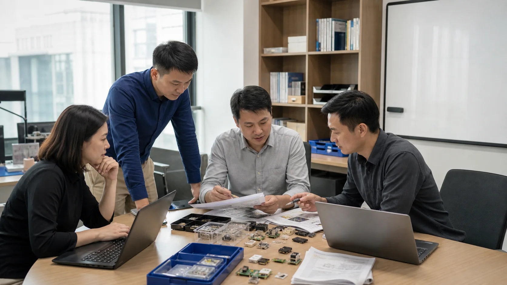 Representative team reviewing an electronic component sourcing requirement