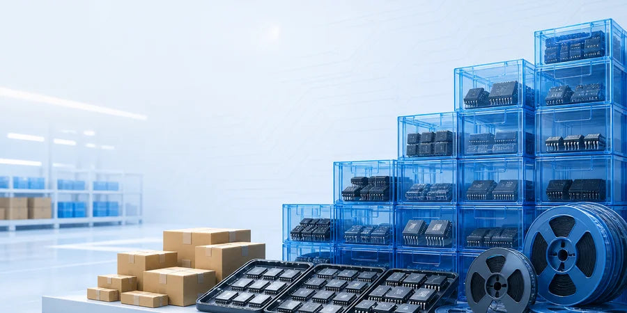 Ready-stock semiconductor inventory and component reels